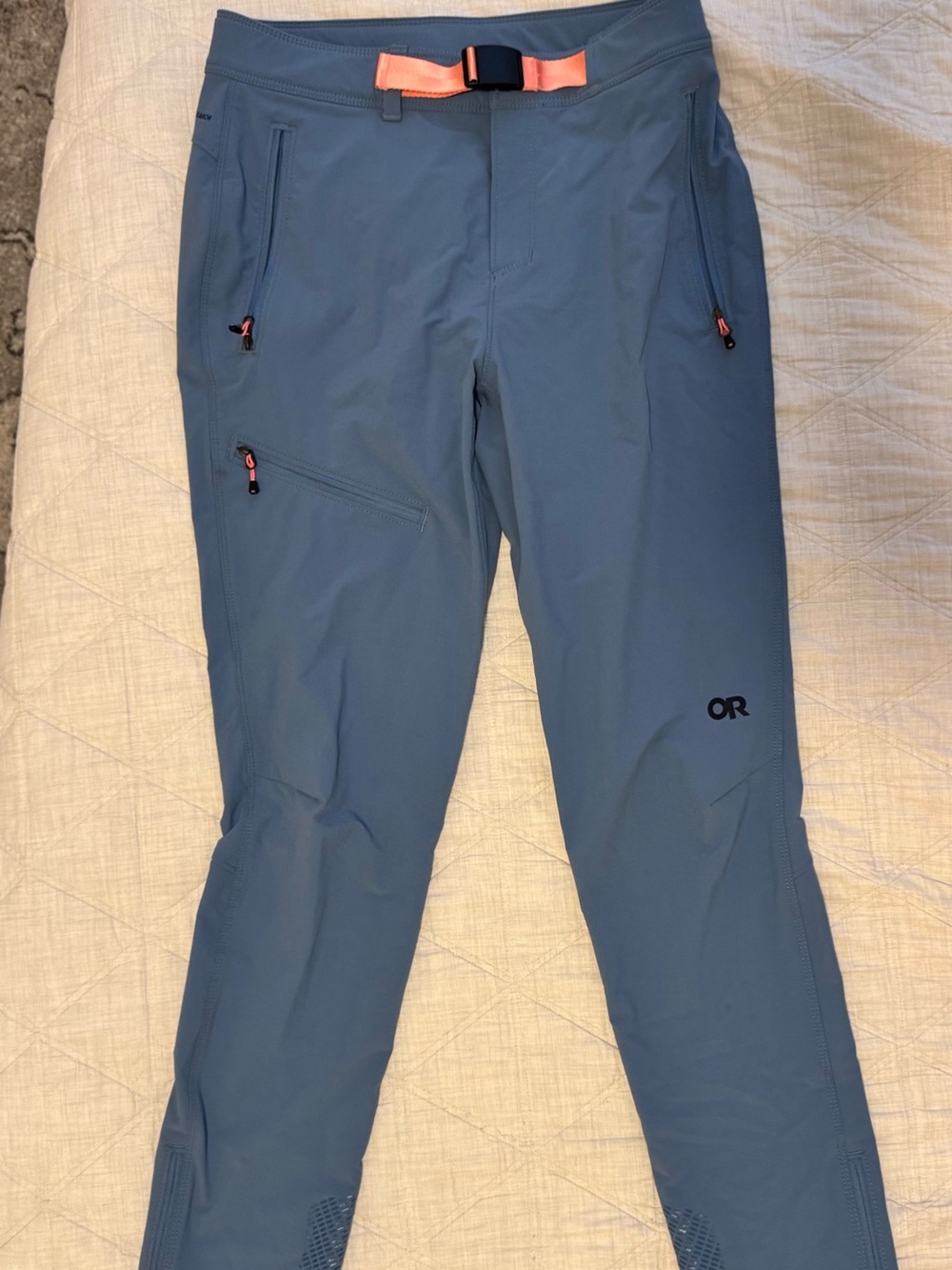 Outdoor Research Slate-Blue Softshell Joggers with Coral Accents